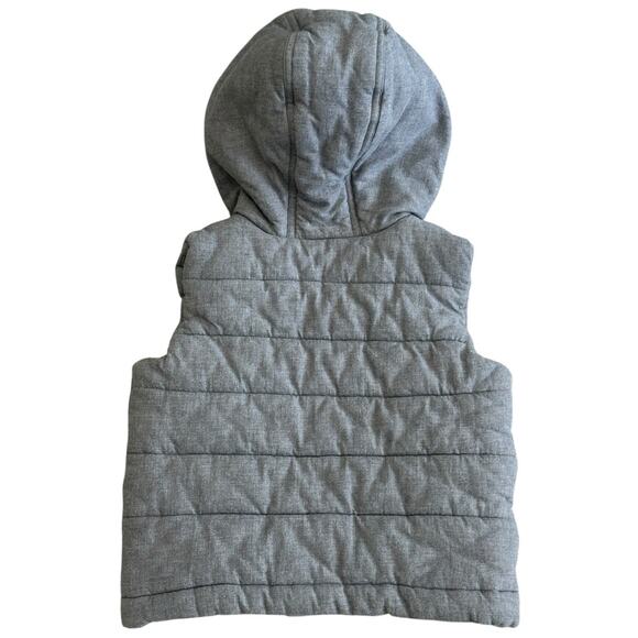 JANIE AND JACK Baby Boy Heather Gray Hooded Quilted Vest 18-24m - Picture 5 of 6